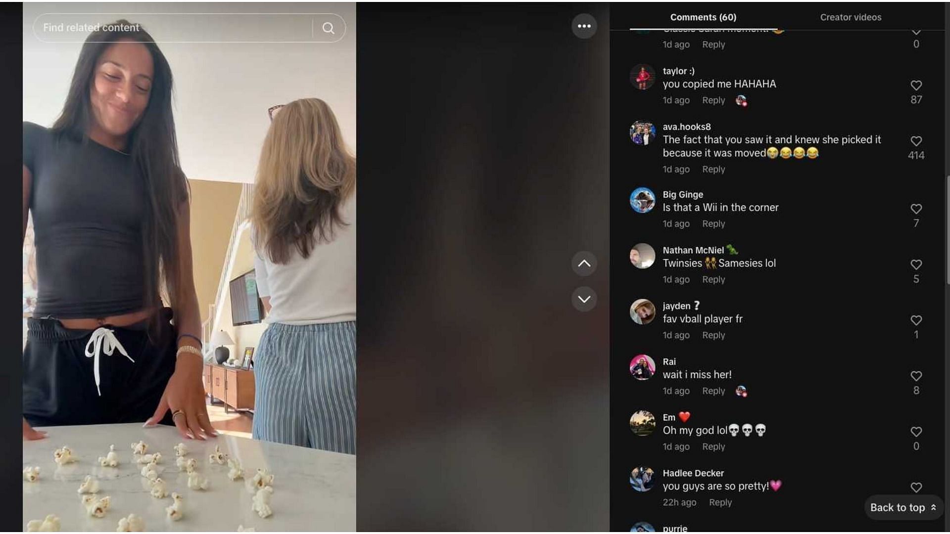 Screenshot of Landfair's comment (Image via: Murray's TikTok)